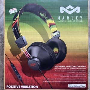 New Marley Jammin Collection Eco Friendly Noise Isolation Rasta Headphones